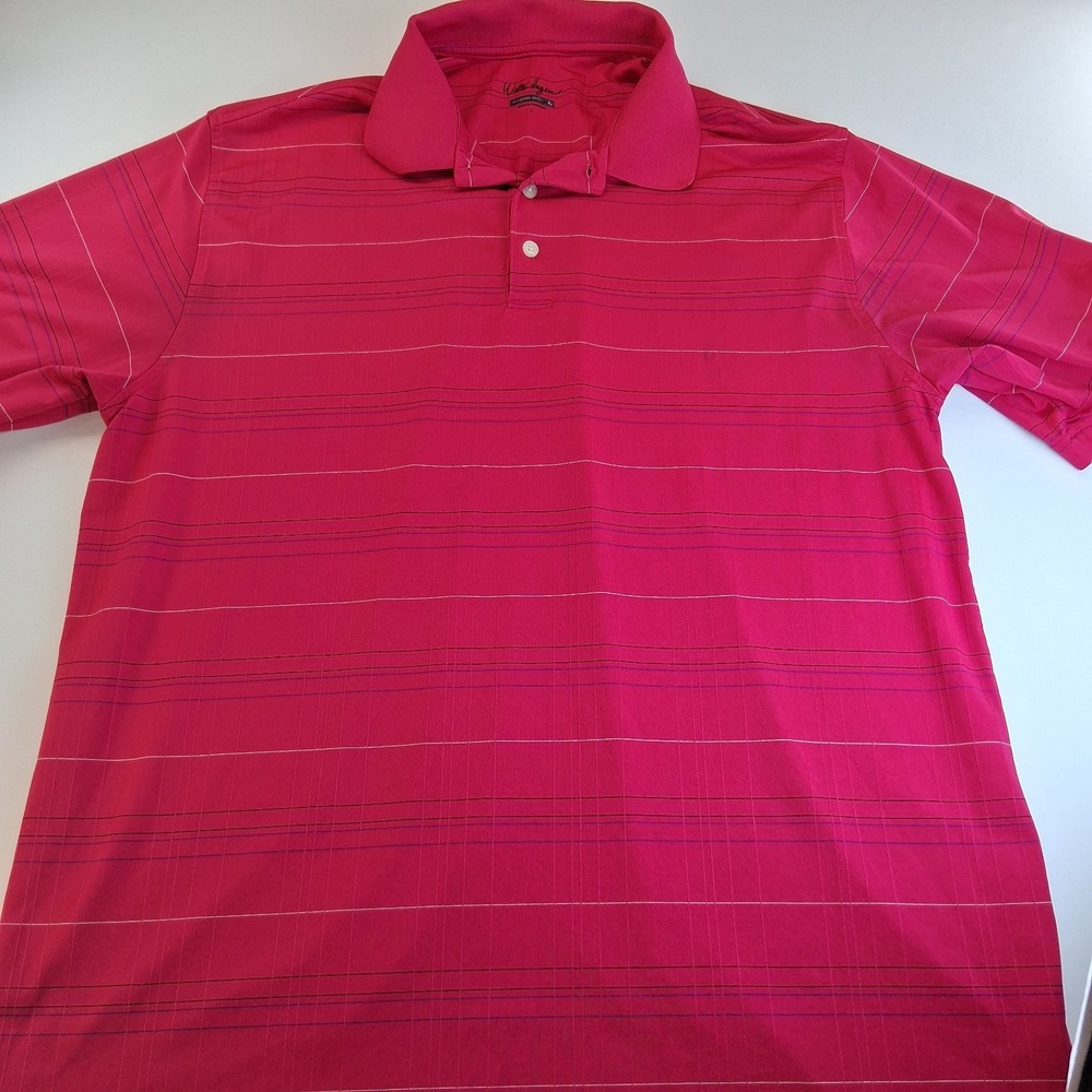 Walter Hagen Mens Striped Performance Golf Polo Short Sleeve Shirt Size L